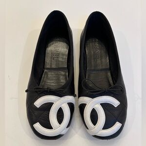 CHANEL CAMBON BALLET FLATS | SIZE 36 | BLACK LEATHER